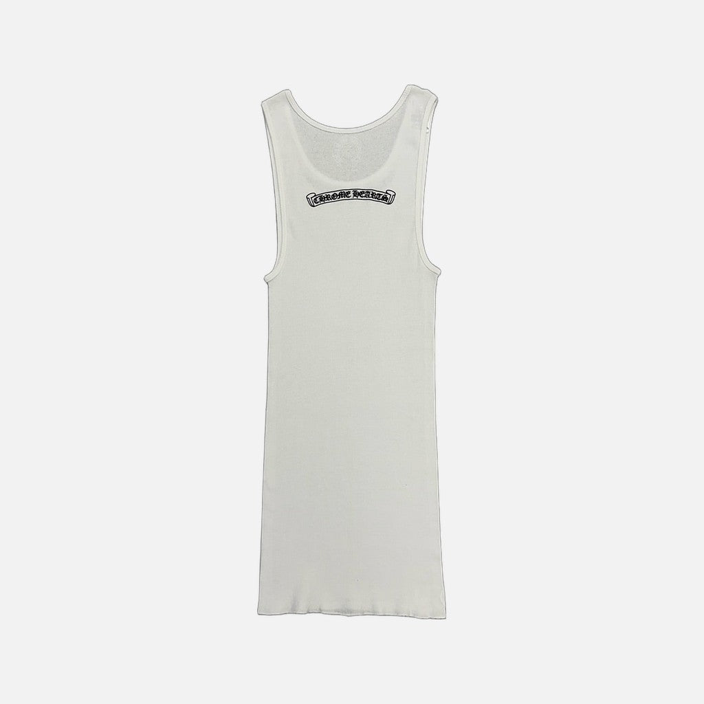 Chrome Hearts Neck Scroll sleeveless vest dress in white, view 2