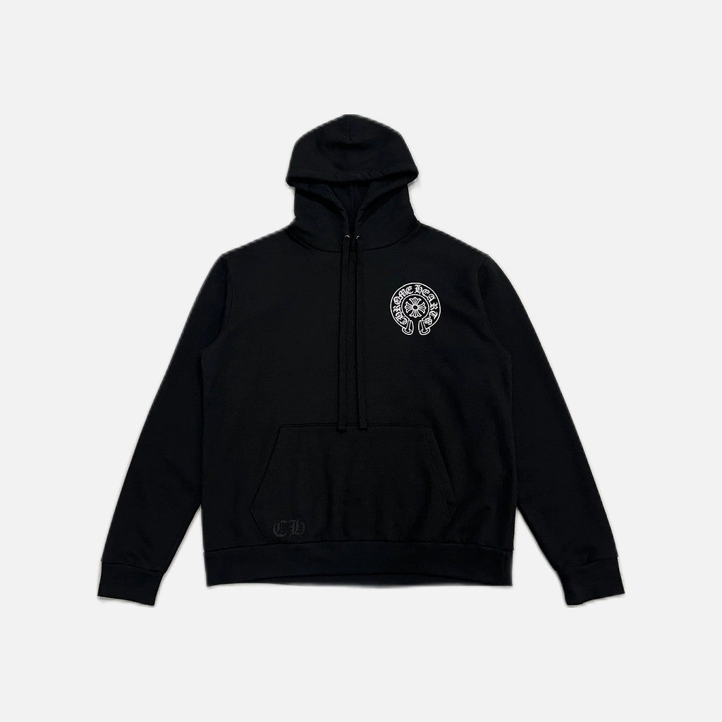 Chrome Hearts Osaka Horseshoe hoodie in black with horseshoe emblem, view 2