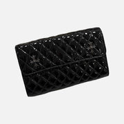 Chrome Hearts foldable clutch bag wallet in black patent leather with Big Plus motif