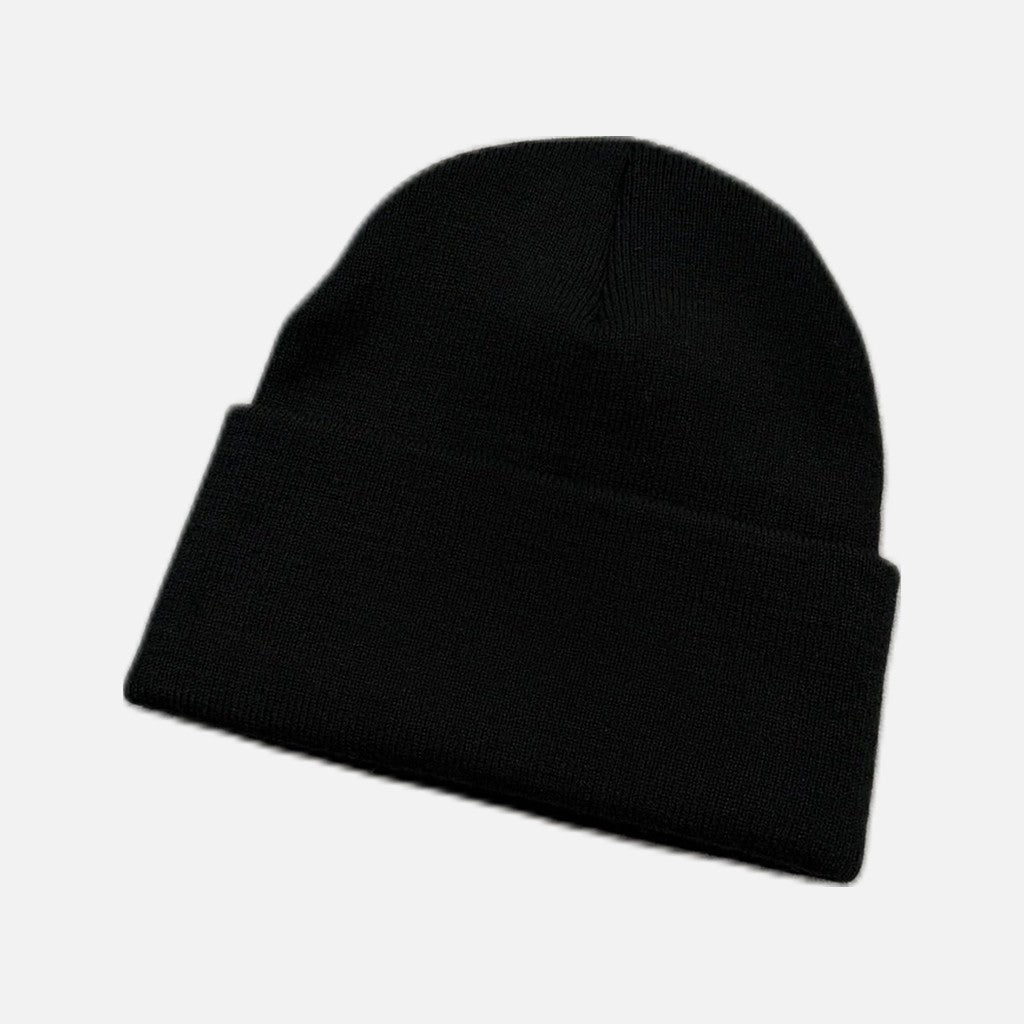 Chrome Hearts Plus acrylic beanie in black and white with the signature plus motif, view 2