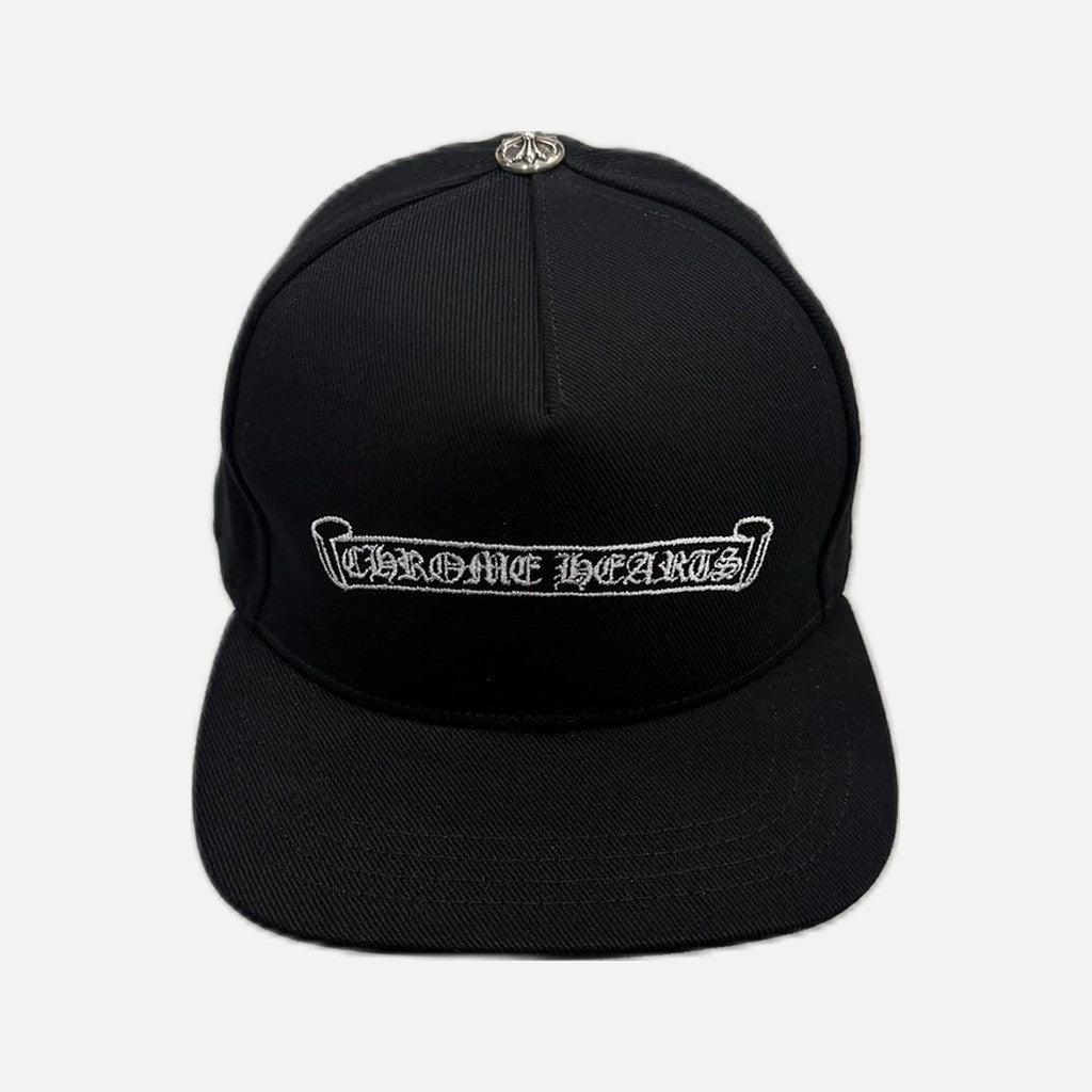 Chrome Hearts scroll denim snapback cap in black