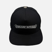 Chrome Hearts scroll denim snapback cap in black