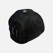 Chrome Hearts St. Barths trucker cap in black and purple with three leather cross patches, view 2