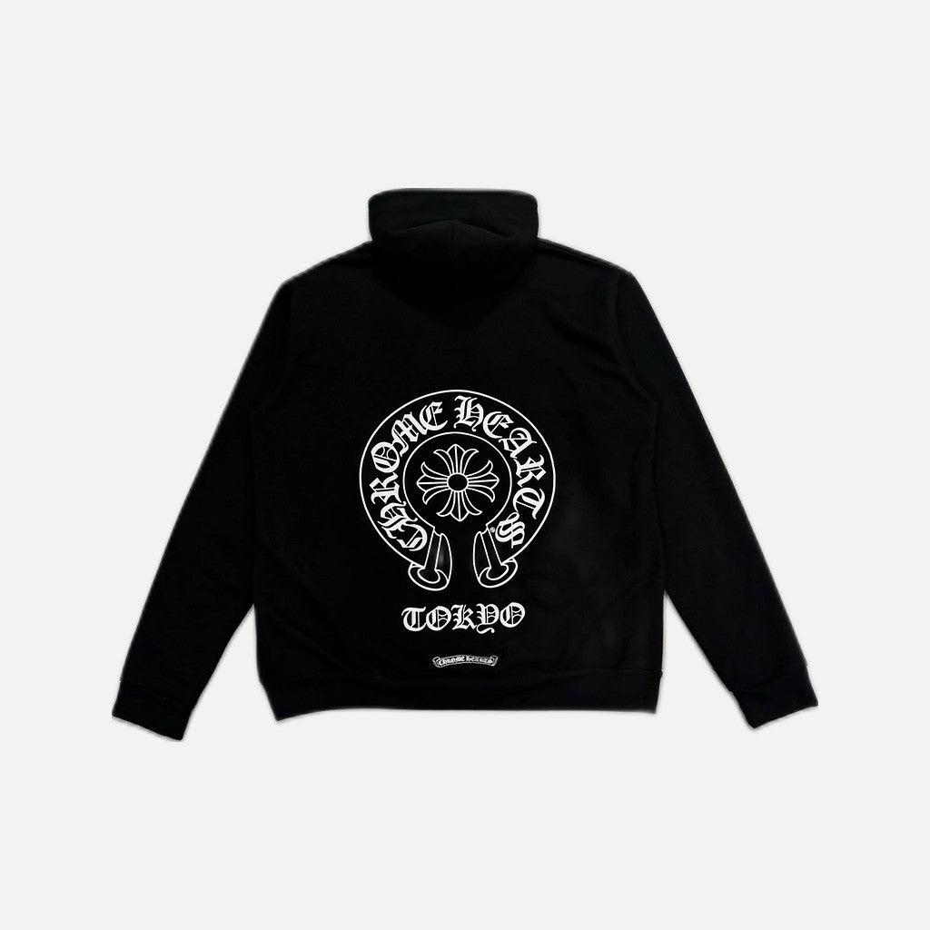 Chrome Hearts Tokyo Horseshoe zip up hoodie in black, view 2