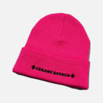 Load image into Gallery viewer, Chrome Hearts Watcher acrylic beanie in pink and black with Double CH motif, view 2