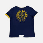 Load image into Gallery viewer, Chrome Hearts women's Rollerskate T-shirt in navy with yellow