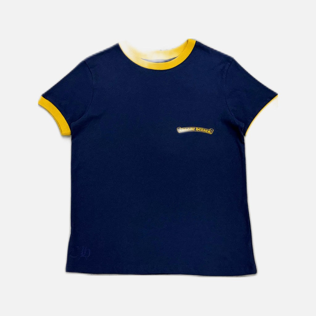 Chrome Hearts women's Rollerskate T-shirt in navy with yellow, view 2