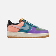 Undefeated x Nike Air Force 1 Low Celestine Blue in multicolour patent leather with blue Swoosh and gum sole