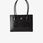 Load image into Gallery viewer, Chanel 26K Shopping Bag in Black Crocodile-Embossed Calfskin Leather with Gold Hardware