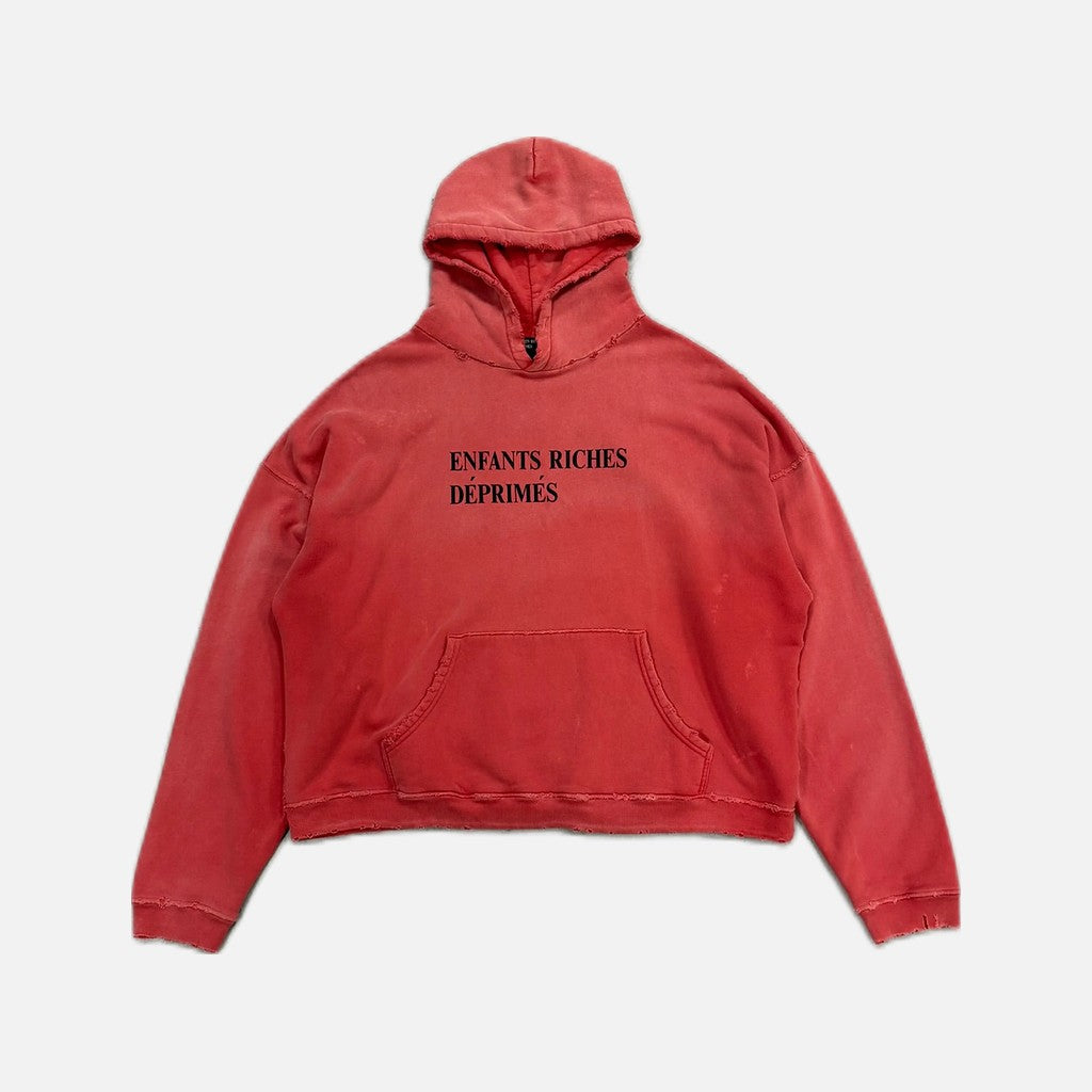 Enfants Riches Déprimés Big Hoodie in washed pink and red