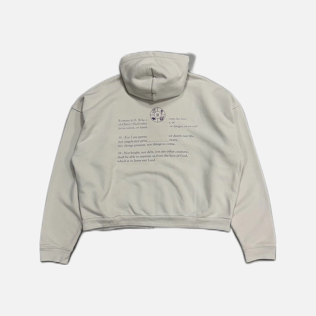 Enfants Riches Déprimés I Still Have Hope zip up hoodie in washed ivory white with purple, view 2