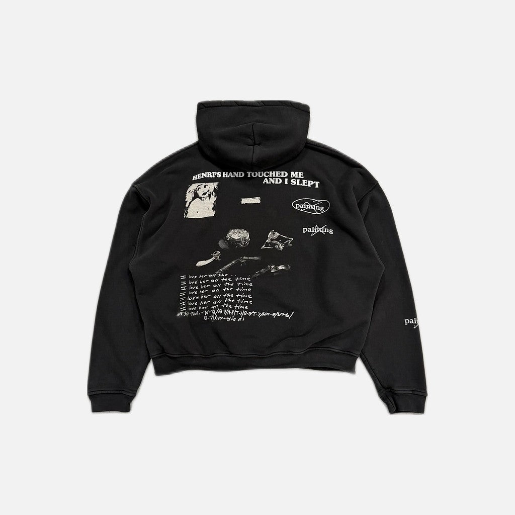 Enfants Riches Déprimés SADE Les Crimes De L'amour zip up hoodie in washed grey and red, view 2