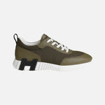 Load image into Gallery viewer, Hermès Bouncing sneaker in Tundra Green mesh and suede goatskin with white rubber sole