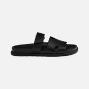Hermès Paris Chypre Leather Black Sandals