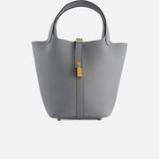 Hermès Picotin Lock 18 Bag in Gris Pantin Clemence Leather with Gold Hardware