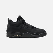 Jordan 4 Retro Black Cat (2025) grade school sneakers in an all-black colourway