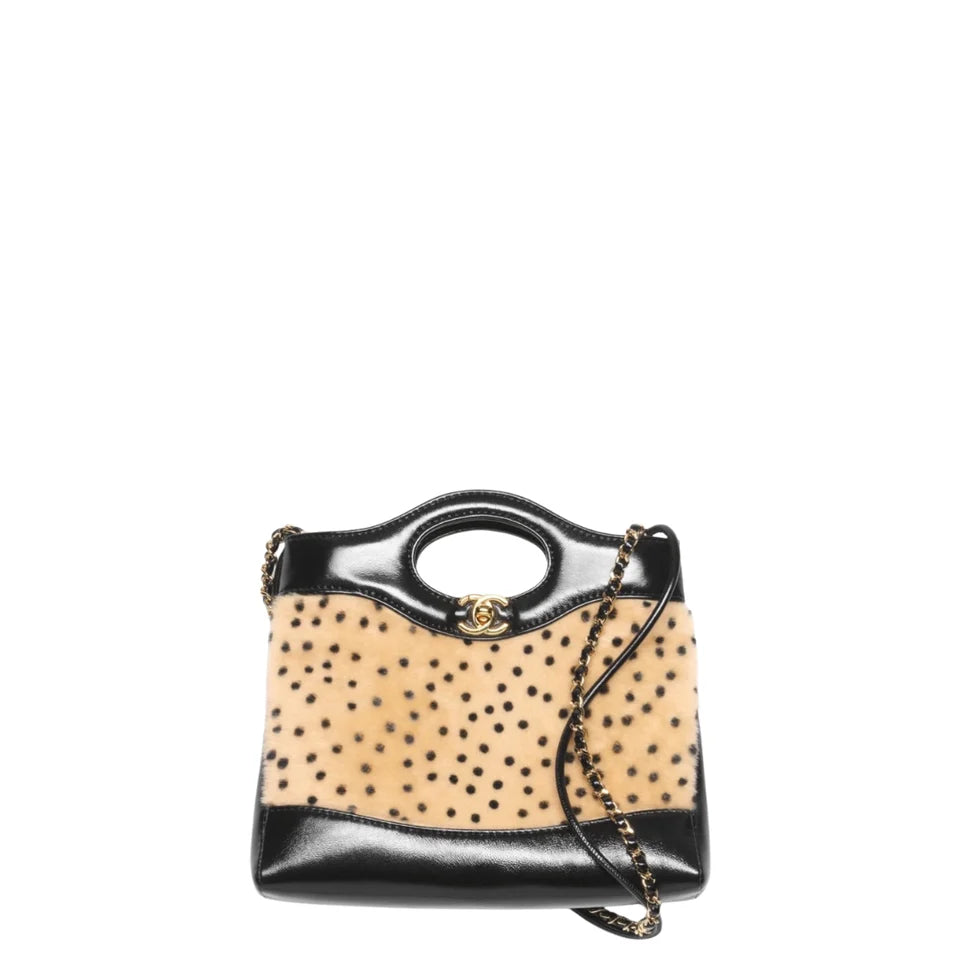 Chanel 31 Mini Tote Lambskin Light Beige & Black
