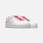 Load image into Gallery viewer, Nike x Supreme Air Force 1 Low Box Logo sneaker in white leather with red Supreme heel logo