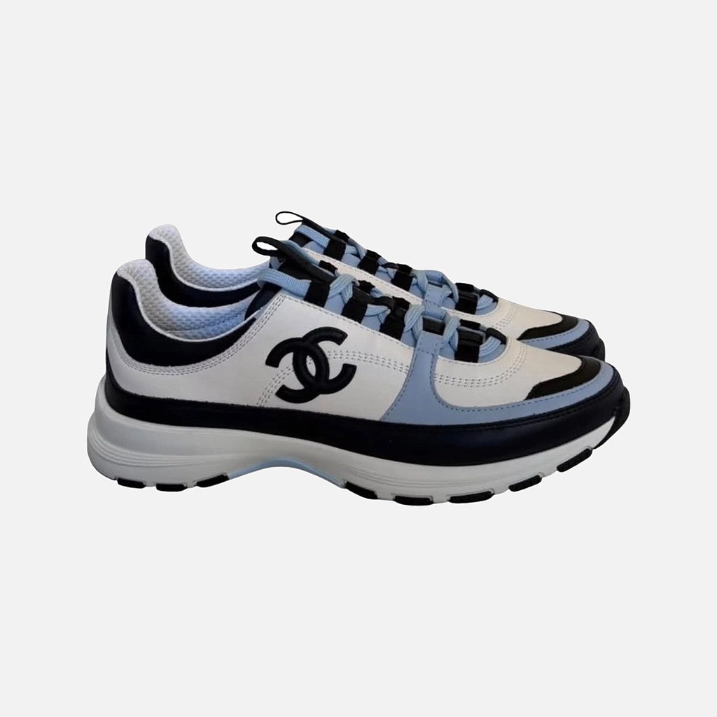 Chanel FW26 CC Runner Sneakers in Light Blue, White and Black