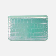 Chanel 26K Wallet on Chain in Turquoise Crocodile-Embossed Iridescent Calfskin with Gold Hardware, view 2