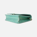 Load image into Gallery viewer, Chanel 26K Wallet on Chain in Turquoise Crocodile-Embossed Iridescent Calfskin with Gold Hardware, view 4