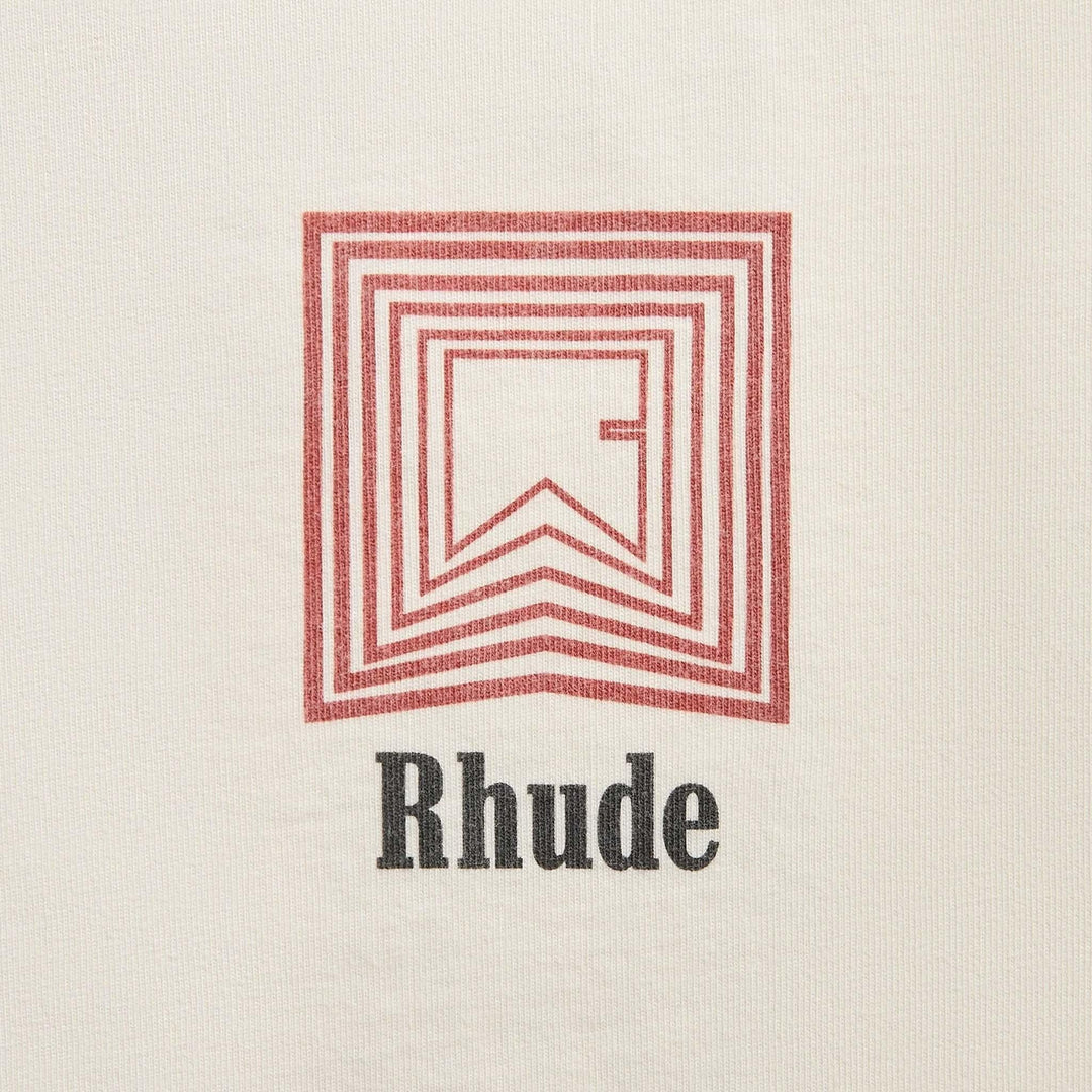 Rhude Chevron Logo Repeat T-Shirt in Vintage White
