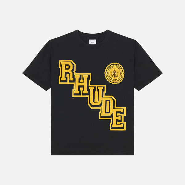 Rhude Collegiate Crest T-Shirt in Vintage Black