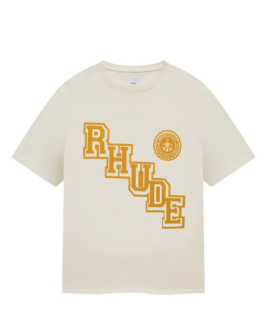 Rhude White Collegiate Crest T-Shirt for men