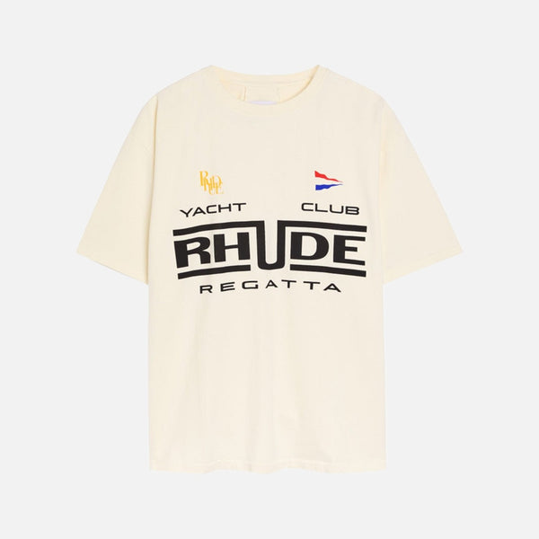 Rhude Rhude Regatta Club Tee In Vintage White/ Black/ GreenT-ShirtsRhudeDPUS Designer Outlet8053298018662XSRhude Rhude Regatta Club Tee In Vintage White/ Black/ Green