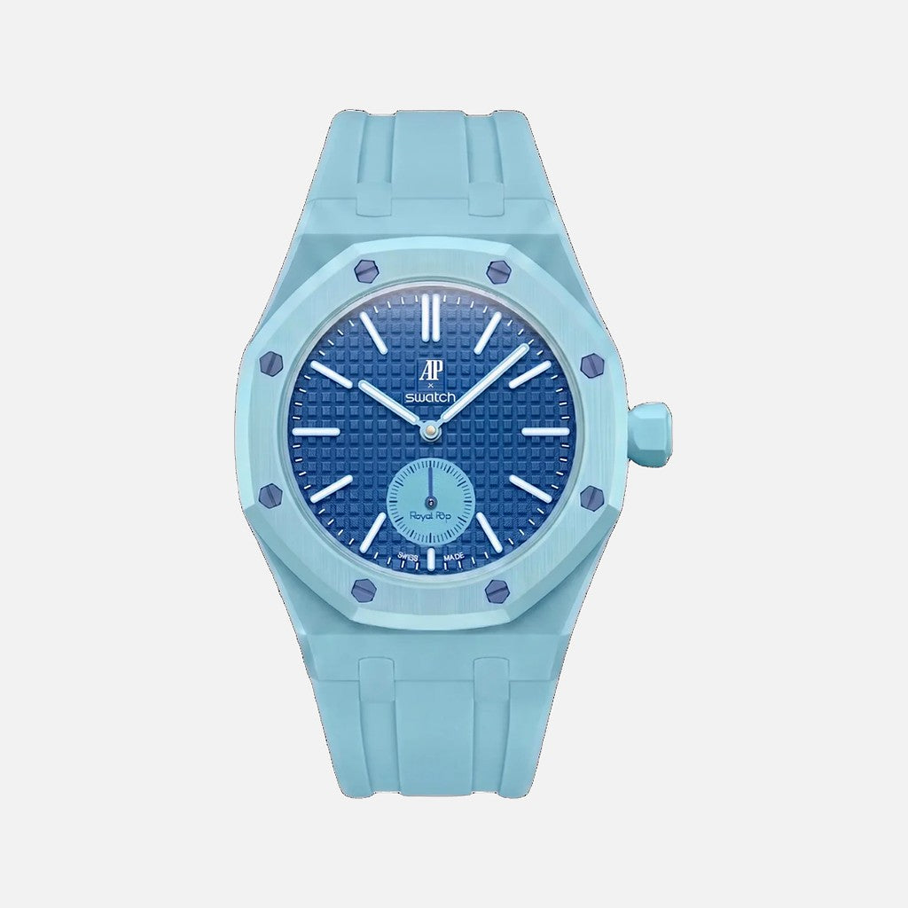 Wrist Strap for Swatch x Audemars Piguet Royal Pop Lan Ba, Rubber / Light Blue