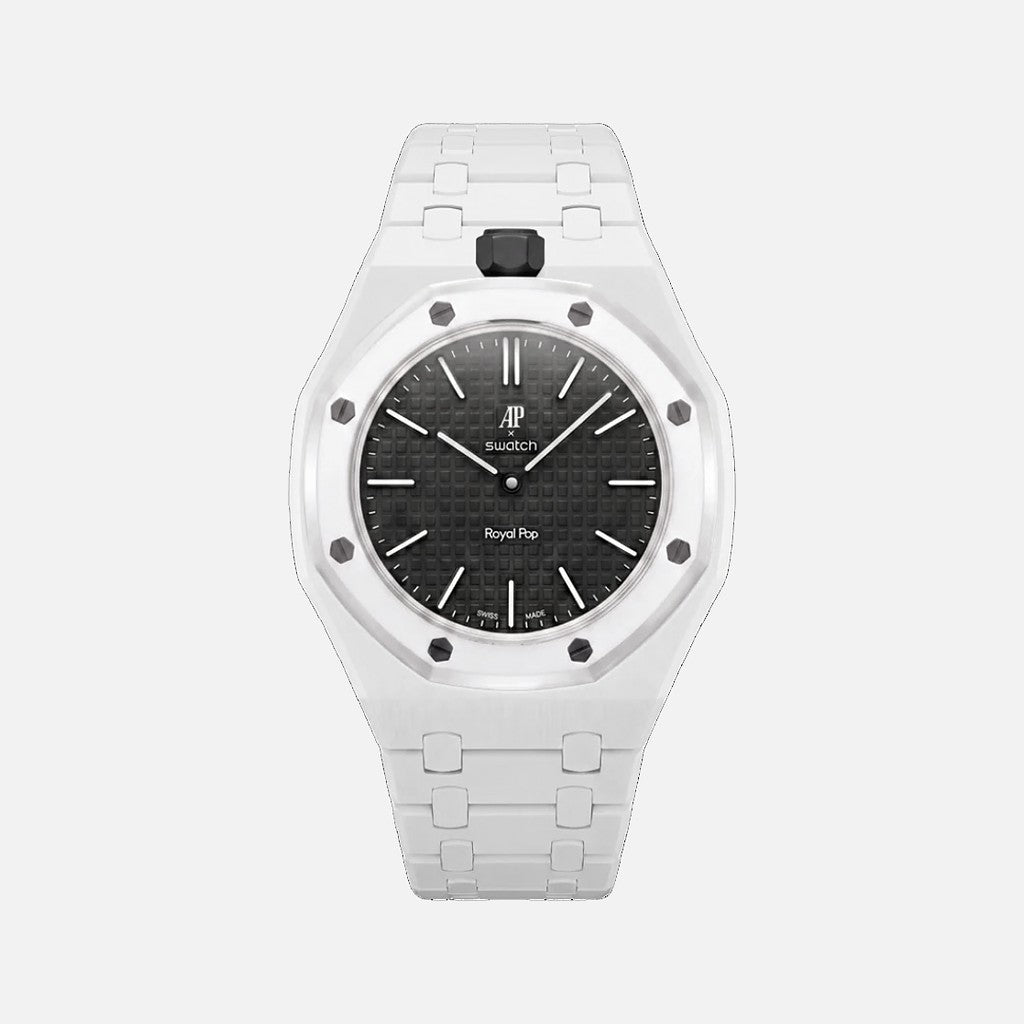 Wrist Strap for Swatch x Audemars Piguet Royal Pop Ocho Negro, Bioceramic / White