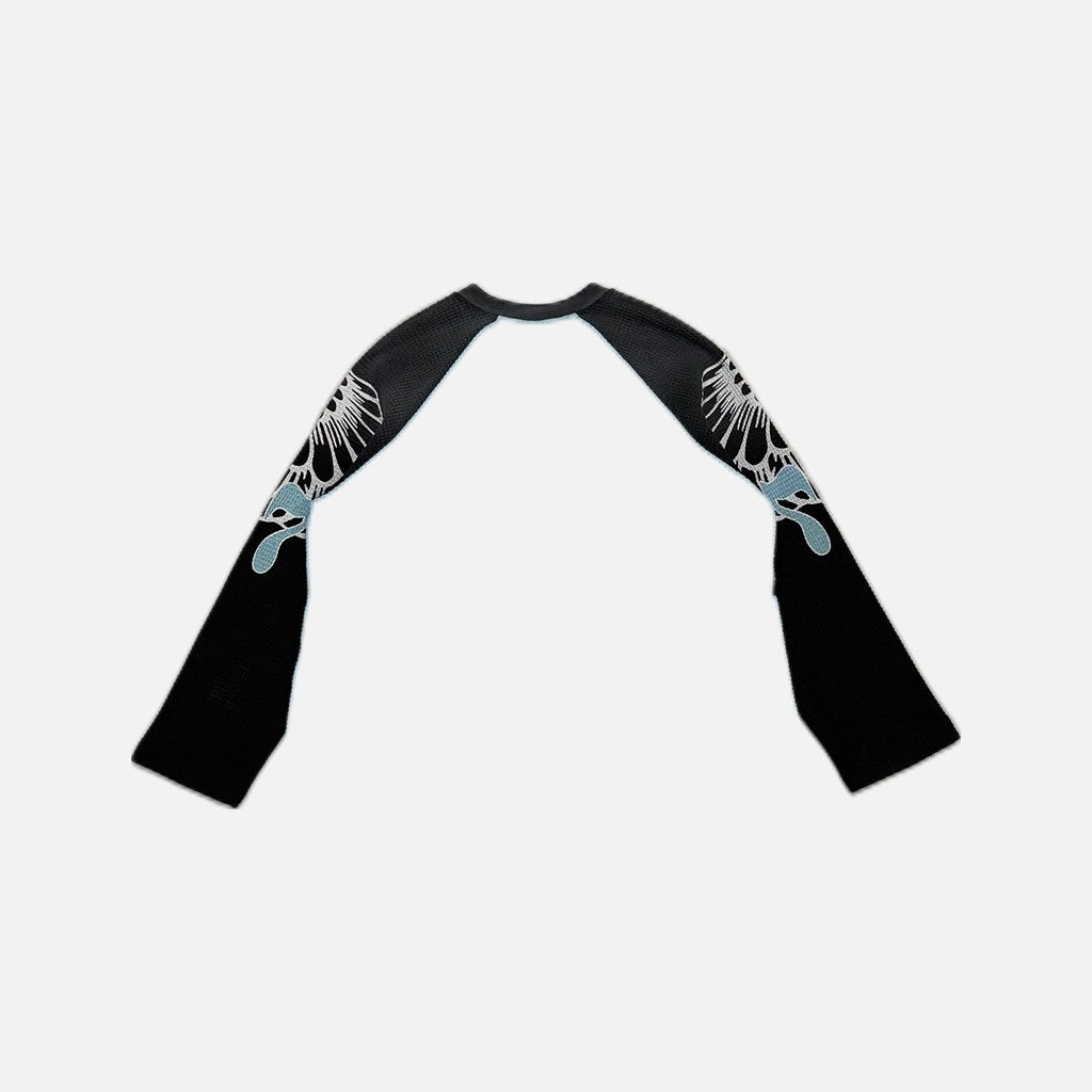 Satoshi Nakamoto 77 Racing waffle long sleeve T-shirt in blue and black, view 2