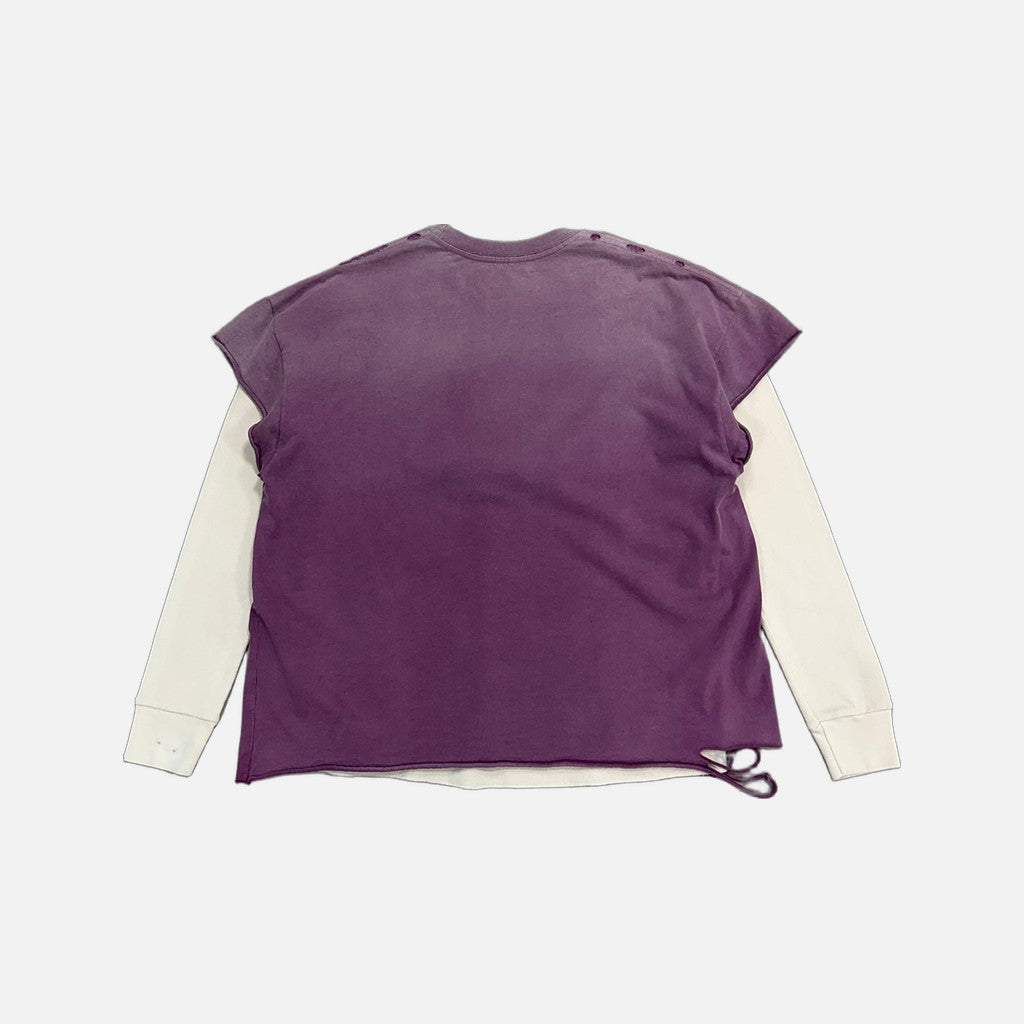 Satoshi Nakamoto distressed 1977 Dirtbike thermal layered long sleeve t-shirt in purple, view 2