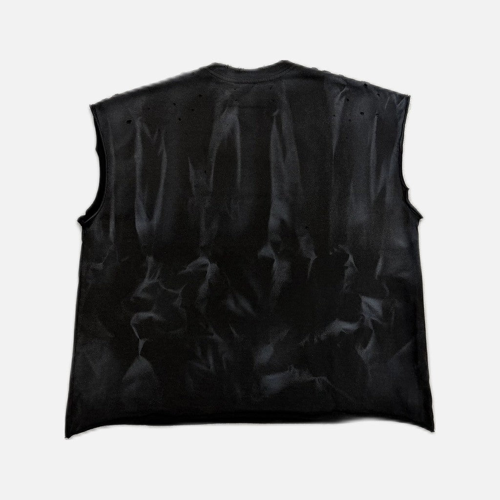 Satoshi Nakamoto Don't ChatGPT Me sleeveless T-shirt in distressed vintage black/grey, view 2