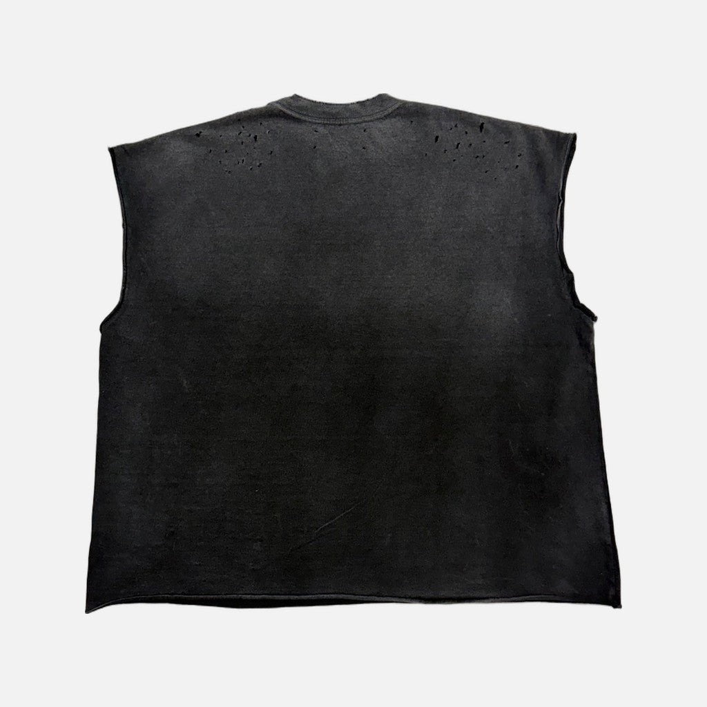 Satoshi Nakamoto Distressed Globe Of Death sleeveless T-shirt in black and purple, view 2