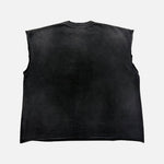 Load image into Gallery viewer, Satoshi Nakamoto Glass Half Full studded sleeveless T-shirt in black and yellow, view 2