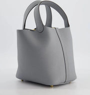 Hermès Picotin Lock 18 Bag in Gris Pantin Clemence Leather with Gold Hardware
