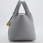 Load image into Gallery viewer, Hermès Picotin Lock 18 Bag in Gris Pantin Clemence Leather with Gold Hardware