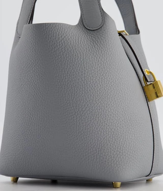 Hermès Picotin Lock 18 Bag in Gris Pantin Clemence Leather with Gold Hardware