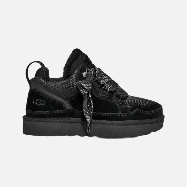 UGG Lowmel Trainer in black ballistic canvas mesh and suede with a sugarcane outsole
