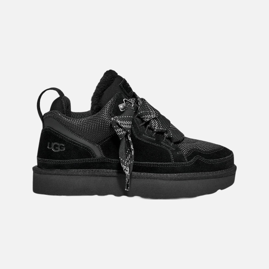 UGG Lowmel Trainer in black ballistic canvas mesh and suede with a sugarcane outsole
