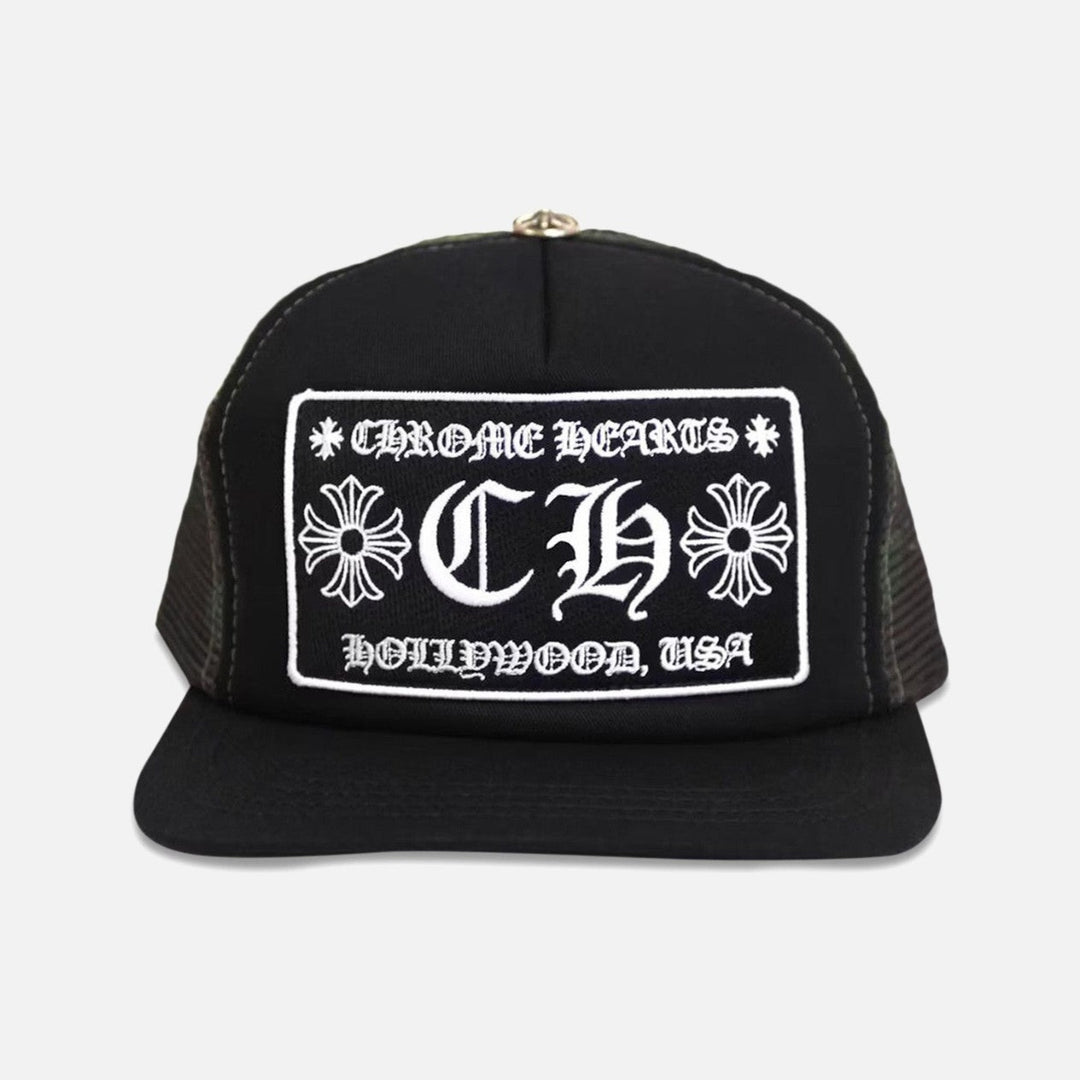 Chrome Hearts CH Hollywood Trucker Cap Black/Camo - front