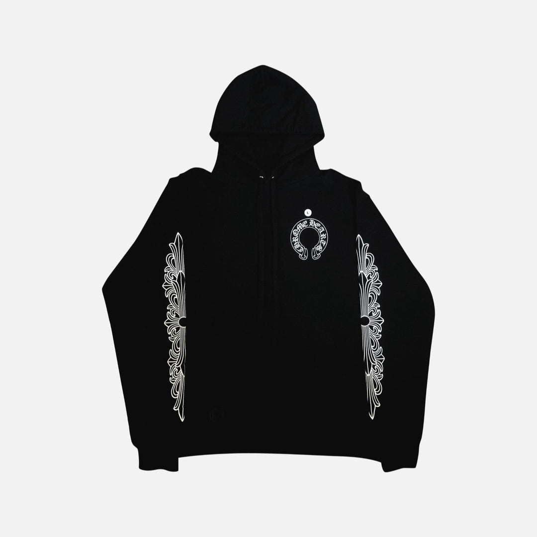 Chrome Hearts Horseshoe Floral Hoodie Black - front