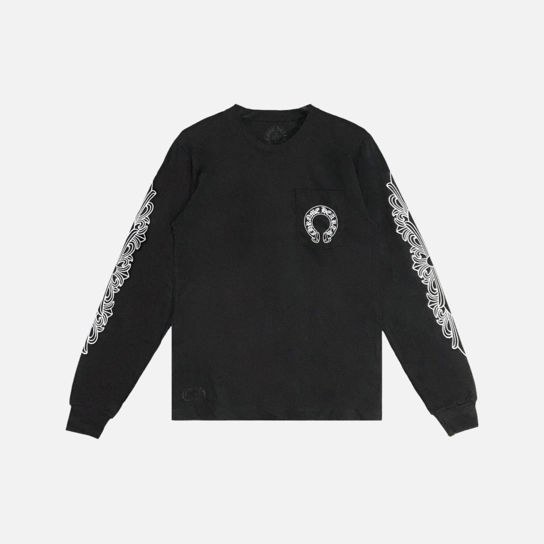 Chrome Hearts Horseshoe Logo Long Sleeve T-Shirt Black - front