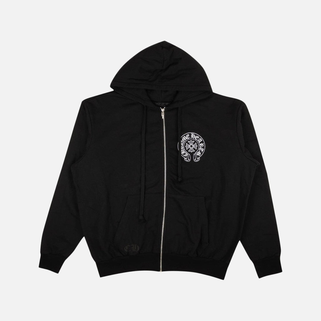 Chrome Hearts Los Angeles Horseshoe Zip Up Hoodie Black - front