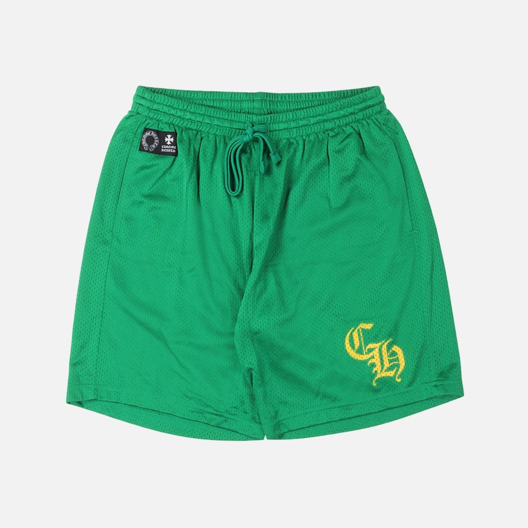 Chrome Hearts Mesh Warm Up Shorts Green - front
