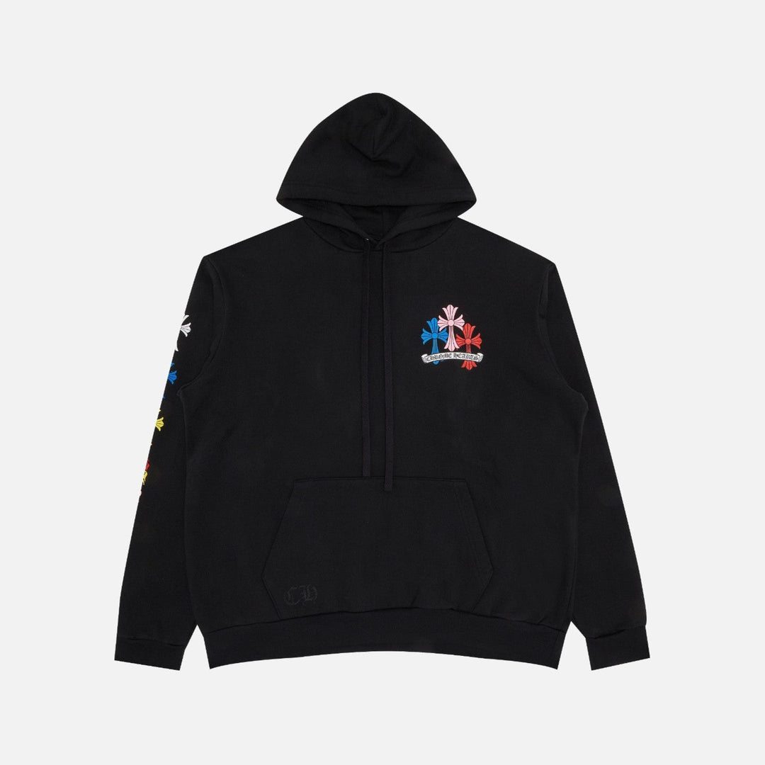 Chrome Hearts Multicolour Cemetery Cross Hoodie Black - front