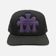 Chrome Hearts St. Barths Exclusive Cemetery Cross Trucker Cap Black/Purple - front