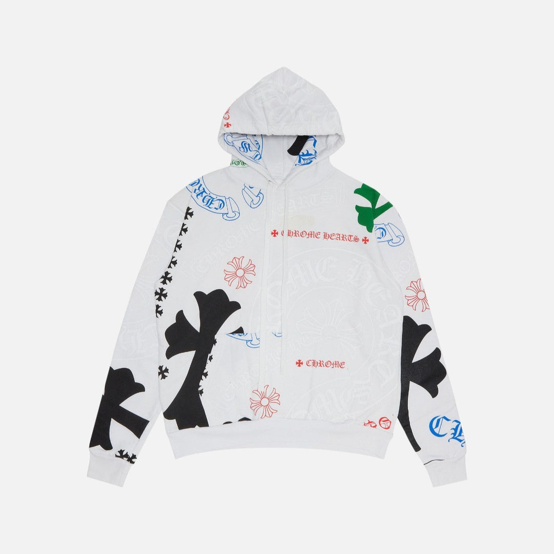 Chrome Hearts Stencil Multi Mania Horseshoe Hoodie White/Multi - front