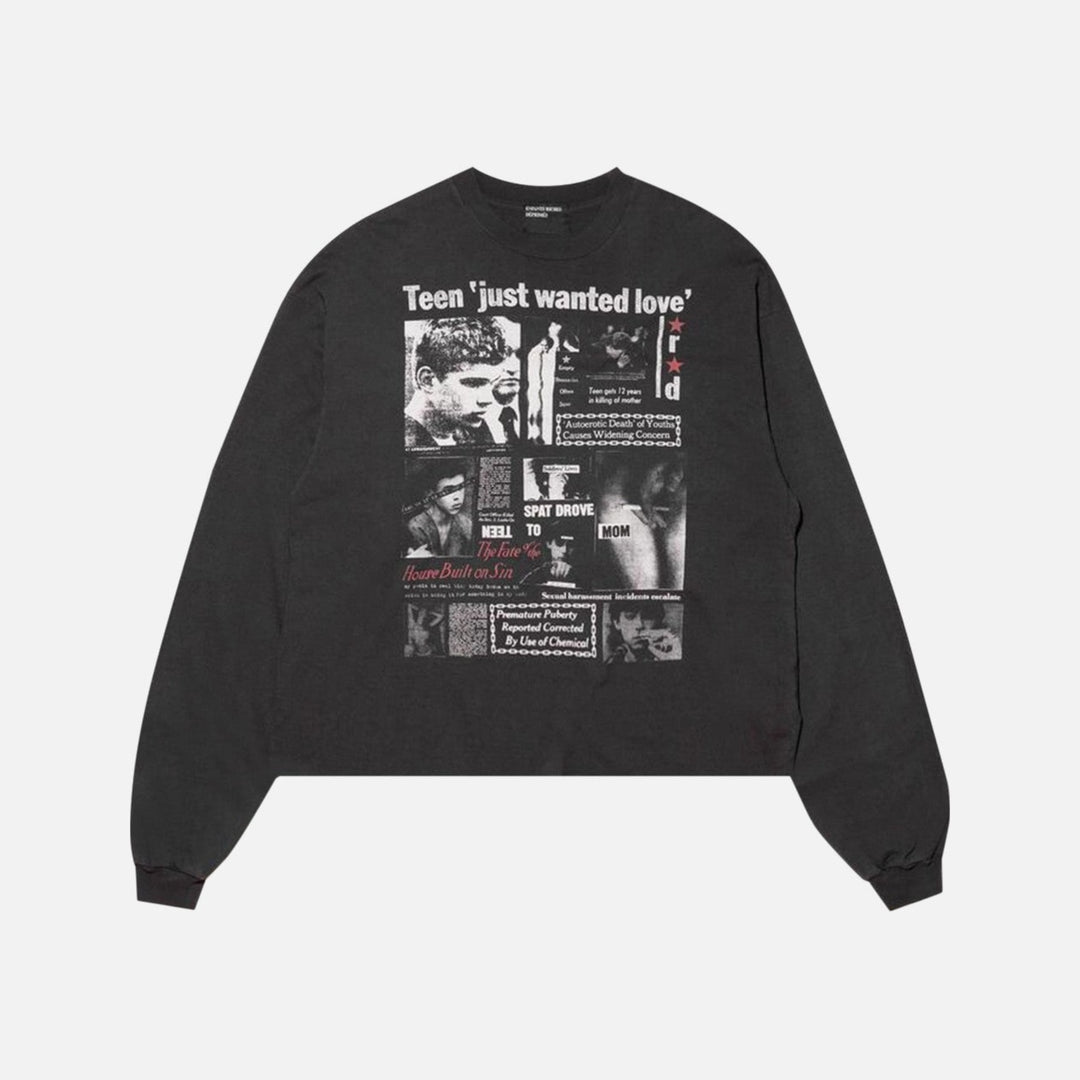 Enfants Riches Déprimés Teen Just Wanted Love Long Sleeve T-Shirt Faded Black - front